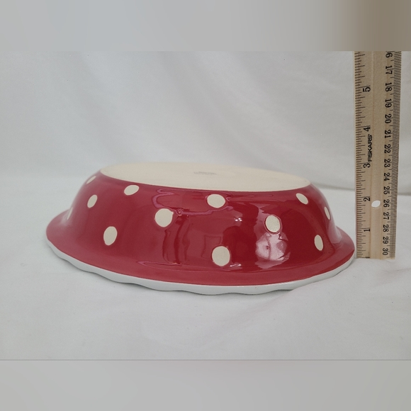 Red And White Polka Dot Pie/Quiche Serving Dish Plate - Picture 4 of 5